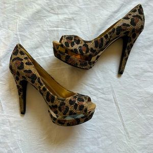 gianni bini platform leopard print heels size 9